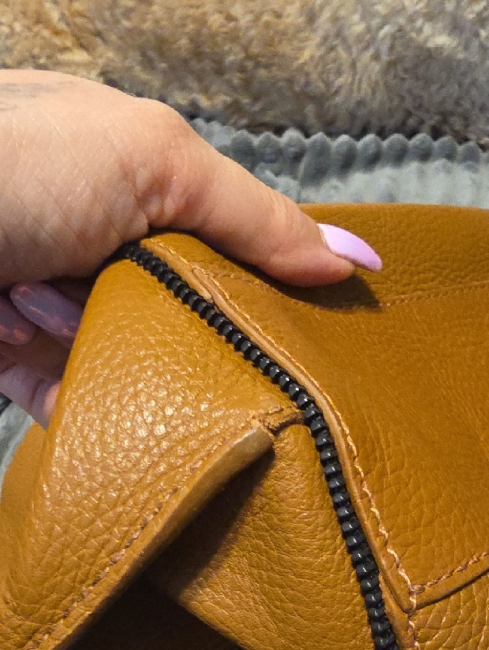 Botkier Tan Leather Tote with Black Zipper - Picture 6 of 12